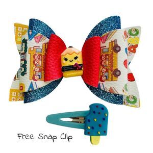 Back to School Hair Bow Clip with Clay for Girls Handmade NEW